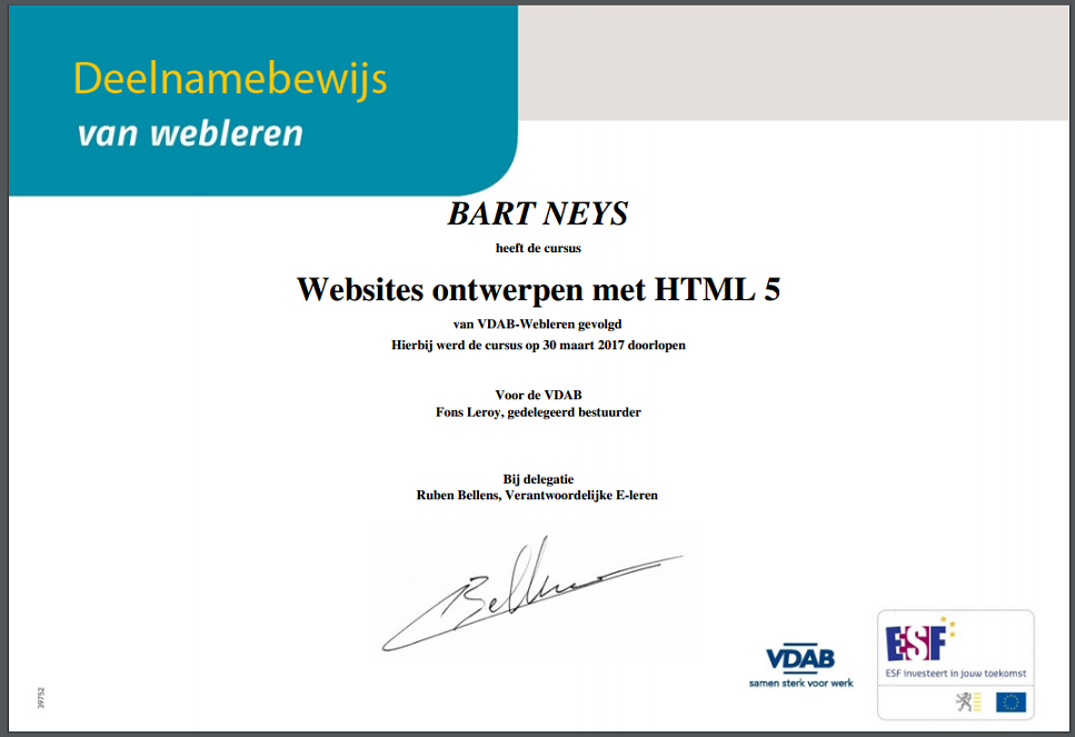 html5 Certificaat